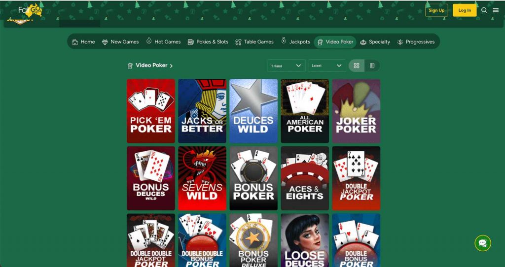 Fair Go Casino Video Poker Games